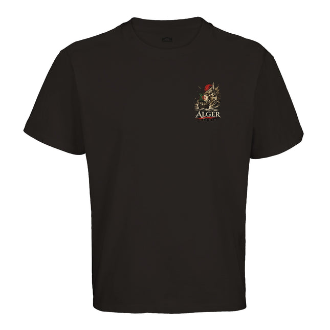 T-shirt Alger Casbah vue détaillée, minaret et soleil rouge