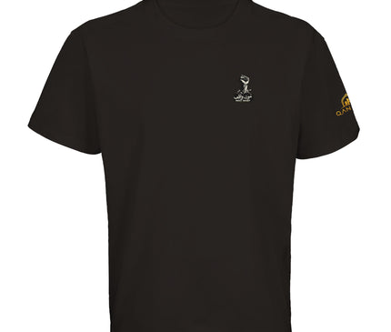 T-shirt Mout Waqef Hirak vue détaillée, poing serré et lettrage arabe