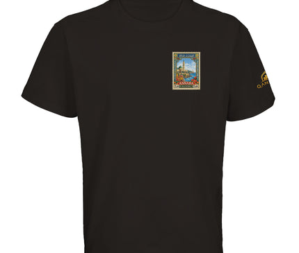 T-shirt noir Qantara Annaba, timbre vintage Basilique Saint-Augustin