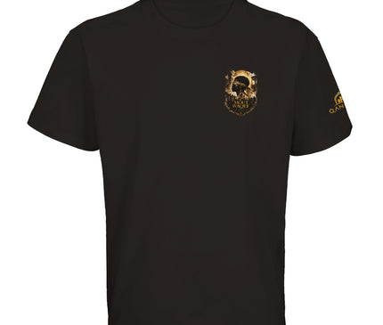 T-shirt Mout Waqef vue détaillée, visuel résistance algérienne sépia or