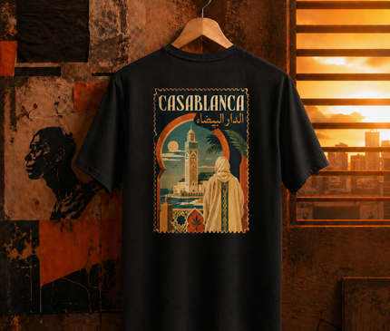 T-shirt blanc Qantara Casablanca Hassan II, mosquée et djellaba