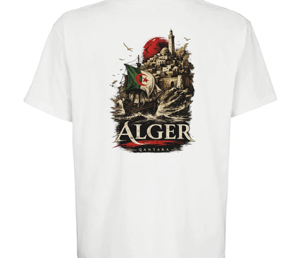 T-shirt Qantara Alger porté, coupe oversize unisexe