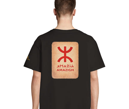 T-shirt Qantara Amazigh porté, coupe oversize unisexe