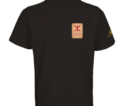 T-shirt noir Qantara Amazigh, symbole yaz tifinagh sur timbre vintage