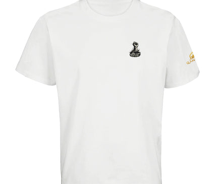 T-shirt blanc Qantara Mout Waqef Hirak, poing levé sortant des décombres