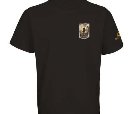 T-shirt noir Qantara Mout Waqef Guerrier, combattant solitaire dans les ruines