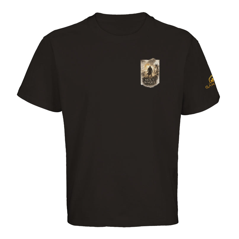 T-shirt noir Qantara Mout Waqef Guerrier, combattant solitaire dans les ruines