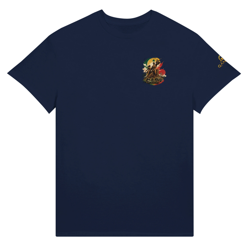 T-shirt Sénégal Manga vue détaillée, statue Renaissance Africaine en style anime
